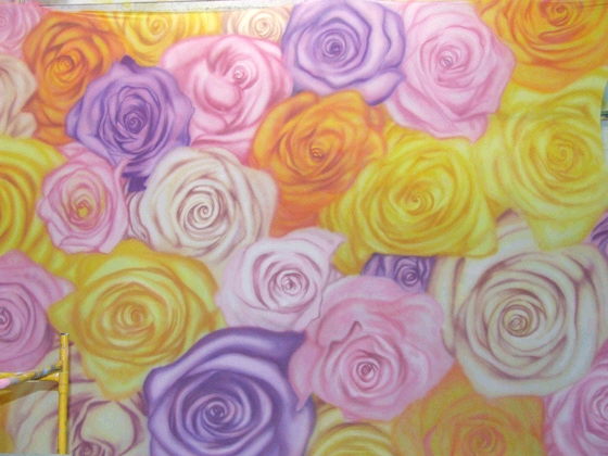 Rental store for BACKDROP MULTI COLOR ROSE SPANDEX in Fort Wayne IN